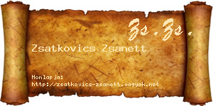 Zsatkovics Zsanett névjegykártya